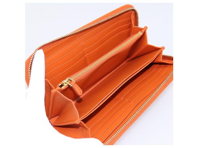 Cartera larga PRADA de piel Orange Gold Auth 198764A Dorado Naranja - vista 9