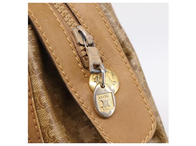 Céline Borsa a mano CELINE Macadam Canvas PVC Beige Gold Auth 197461 D'oro - vista 10
