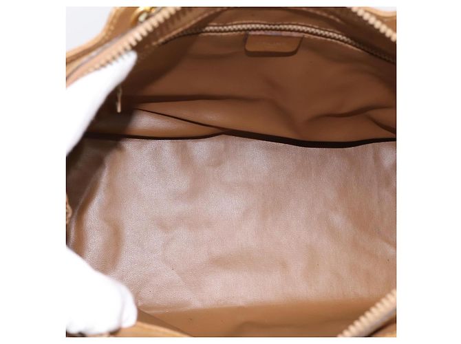 Céline Borsa a mano CELINE Macadam Canvas PVC Beige Gold Auth 197461 D'oro - vista 11