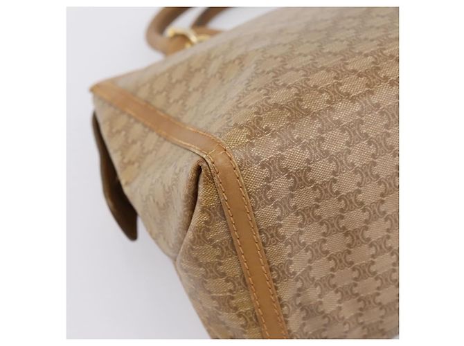 Céline Borsa a mano CELINE Macadam Canvas PVC Beige Gold Auth 197461 D'oro - vista 14