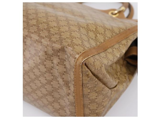 Céline Borsa a mano CELINE Macadam Canvas PVC Beige Gold Auth 197461 D'oro - vista 15