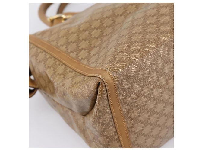 Céline Borsa a mano CELINE Macadam Canvas PVC Beige Gold Auth 197461 D'oro - vista 16