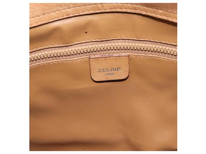 Céline Borsa a mano CELINE Macadam Canvas PVC Beige Gold Auth 197461 D'oro - vista 17