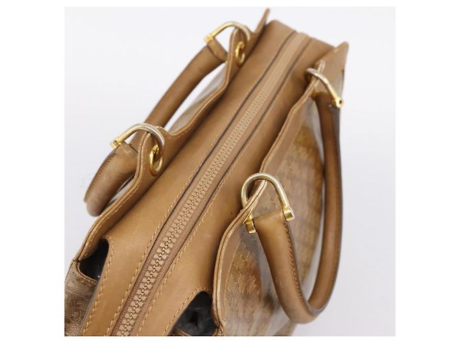 Céline Borsa a mano CELINE Macadam Canvas PVC Beige Gold Auth 197461 D'oro - vista 6