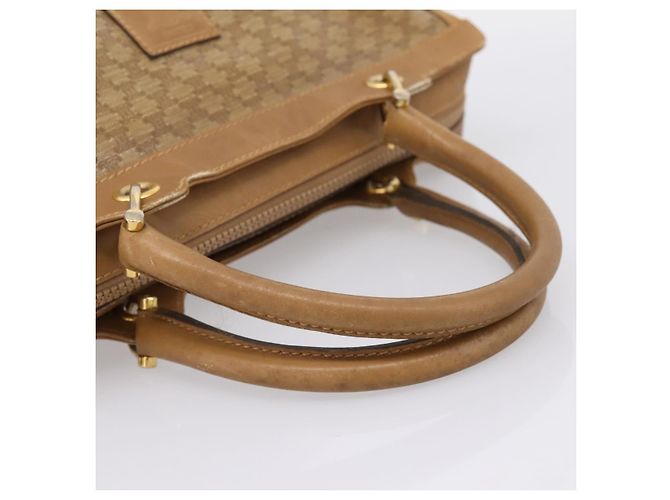 Céline Borsa a mano CELINE Macadam Canvas PVC Beige Gold Auth 197461 D'oro - vista 7