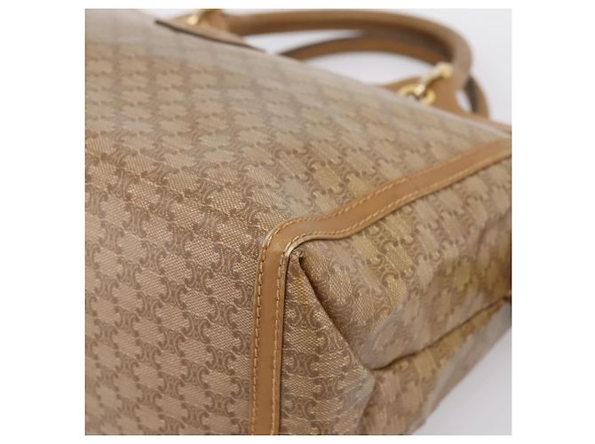 Céline Borsa a mano CELINE Macadam Canvas PVC Beige Gold Auth 197461 D'oro - vista 9