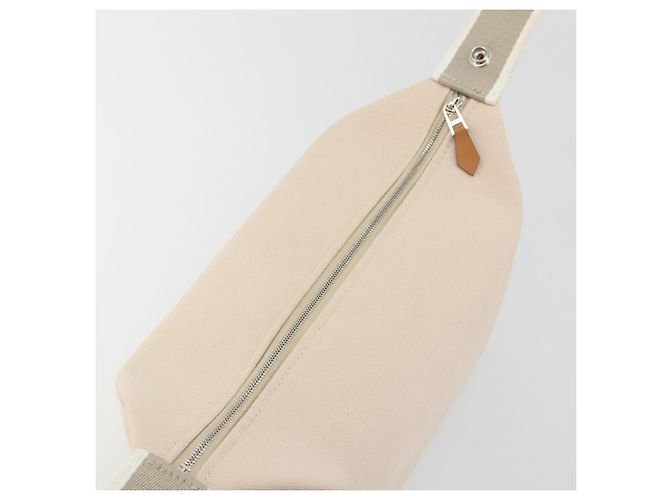 Hermès HERMES Brid A Borsa a Mano Nera Canvas Pelle Beige Silver Auth 196626M Argento - vista 11