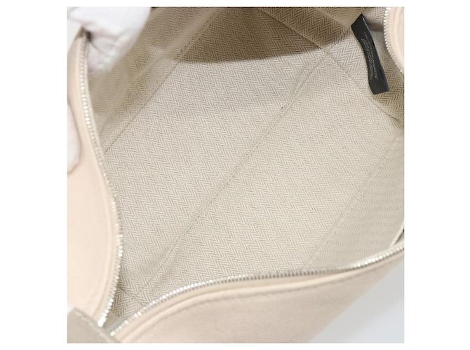 Hermès HERMES Brid A Borsa a Mano Nera Canvas Pelle Beige Silver Auth 196626M Argento - vista 12