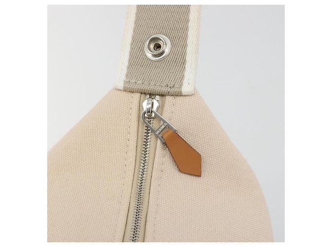 Hermès HERMES Brid A Borsa a Mano Nera Canvas Pelle Beige Silver Auth 196626M Argento - vista 20
