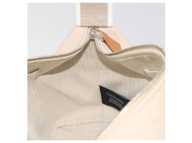 Hermès HERMES Brid A Borsa a Mano Nera Canvas Pelle Beige Silver Auth 196626M Argento - vista 21