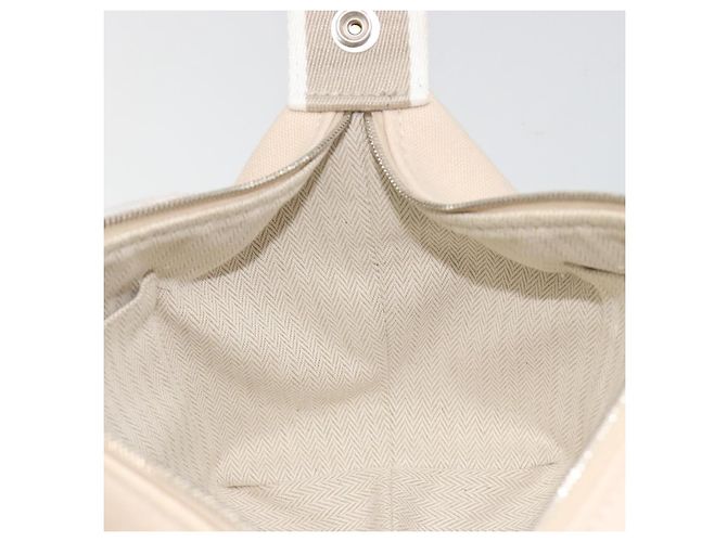 Hermès HERMES Brid A Borsa a Mano Nera Canvas Pelle Beige Silver Auth 196626M Argento - vista 22