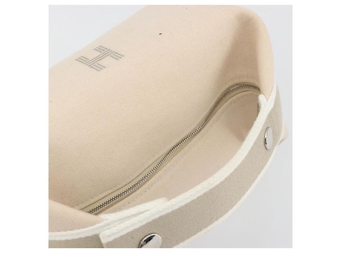Hermès HERMES Brid A Borsa a Mano Nera Canvas Pelle Beige Silver Auth 196626M Argento - vista 6