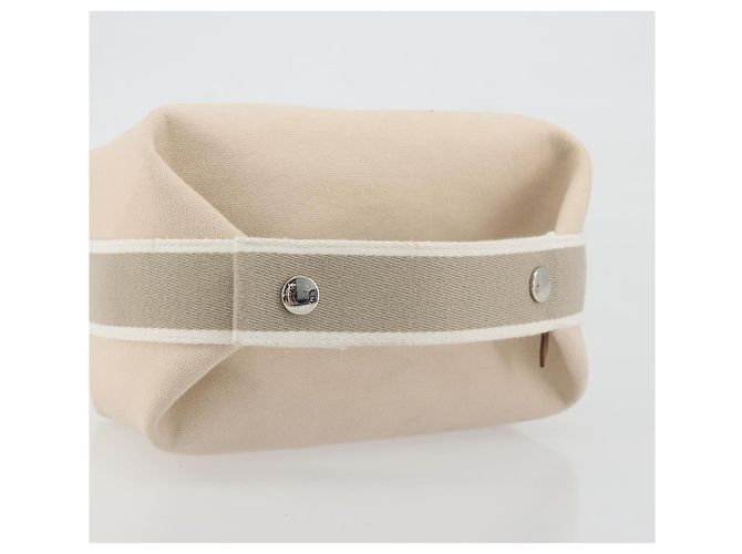 Hermès HERMES Brid A Borsa a Mano Nera Canvas Pelle Beige Silver Auth 196626M Argento - vista 7