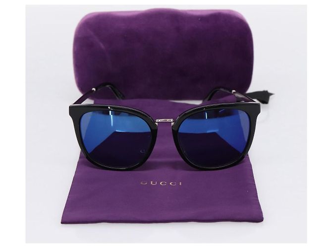 Gafas de sol GUCCI Interlocking G Web Sherry Line Metal Black Silver Auth am12309M Negro Plata - vista 12