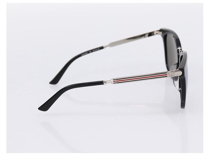 Gafas de sol GUCCI Interlocking G Web Sherry Line Metal Black Silver Auth am12309M Negro Plata - vista 3