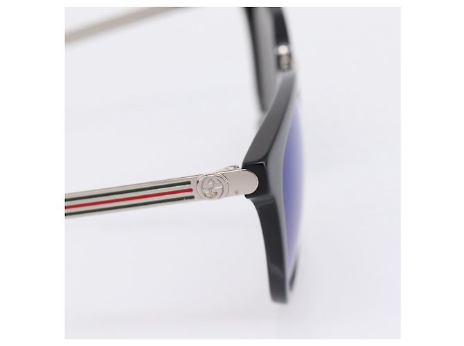 Gafas de sol GUCCI Interlocking G Web Sherry Line Metal Black Silver Auth am12309M Negro Plata - vista 4