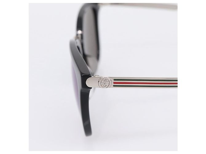 Gafas de sol GUCCI Interlocking G Web Sherry Line Metal Black Silver Auth am12309M Negro Plata - vista 6