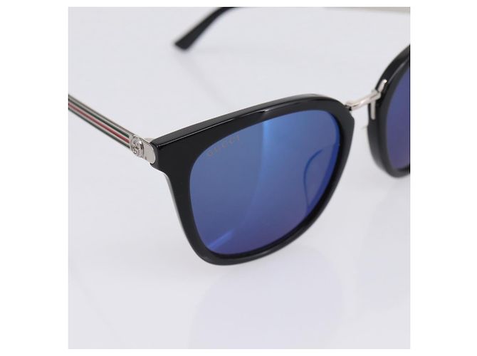 Gafas de sol GUCCI Interlocking G Web Sherry Line Metal Black Silver Auth am12309M Negro Plata - vista 7