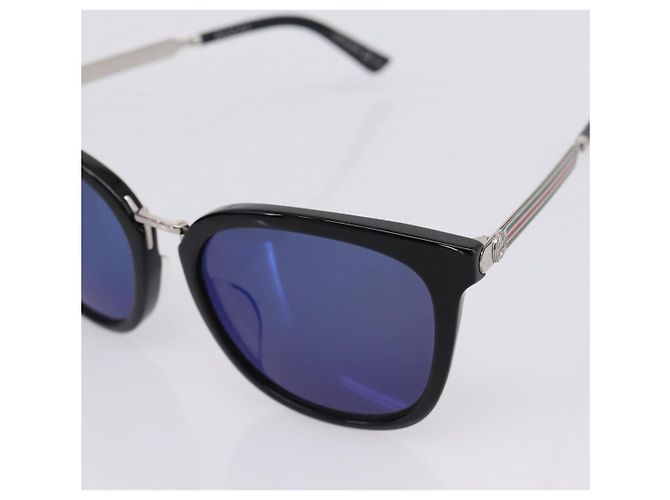 Gafas de sol GUCCI Interlocking G Web Sherry Line Metal Black Silver Auth am12309M Negro Plata - vista 8
