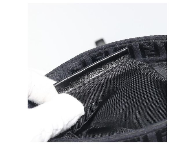 FENDI Zucchino Canvas Schultertasche Schwarz Silber Auth mr2844 - Ansicht 12