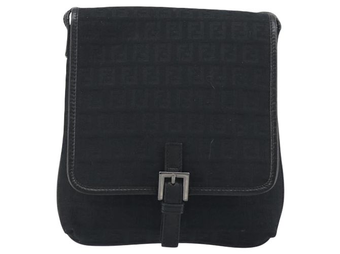 FENDI Zucchino Canvas Schultertasche Schwarz Silber Auth mr2844 - Ansicht 13