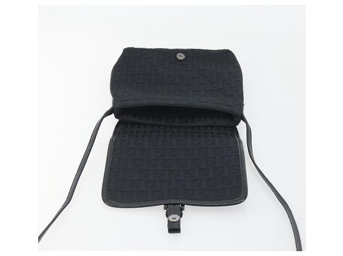 FENDI Zucchino Canvas Schultertasche Schwarz Silber Auth mr2844 - Ansicht 19
