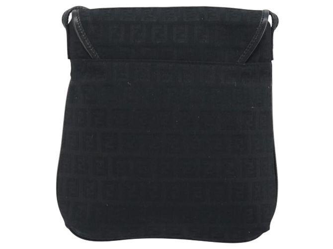 FENDI Zucchino Canvas Schultertasche Schwarz Silber Auth mr2844 - Ansicht 2