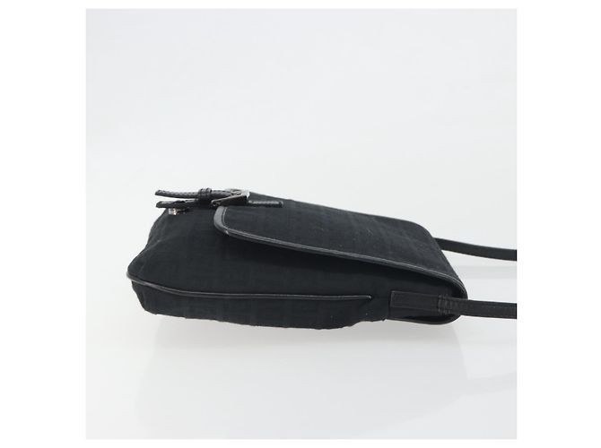 FENDI Zucchino Canvas Schultertasche Schwarz Silber Auth mr2844 - Ansicht 3
