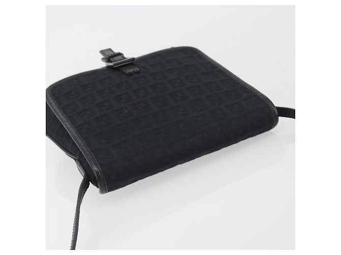 FENDI Zucchino Canvas Schultertasche Schwarz Silber Auth mr2844 - Ansicht 6