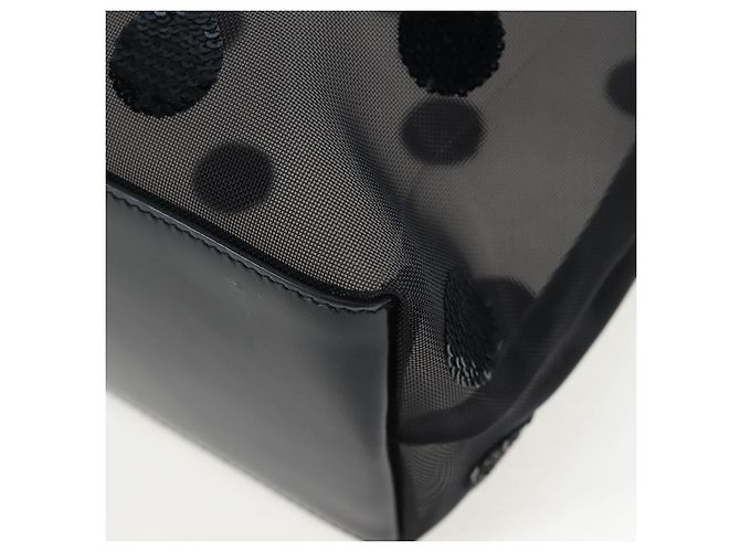 Bolso Tote PRADA de lunares en malla negra auténtico BA14815M Negro - vista 16