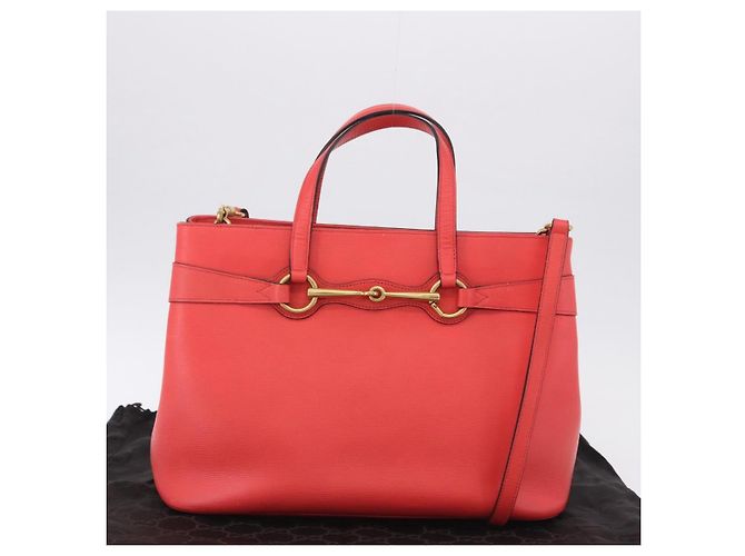 Borsa a mano GUCCI in pelle 2way Rosso Oro 319795 Auth 198375V D'oro - vista 12