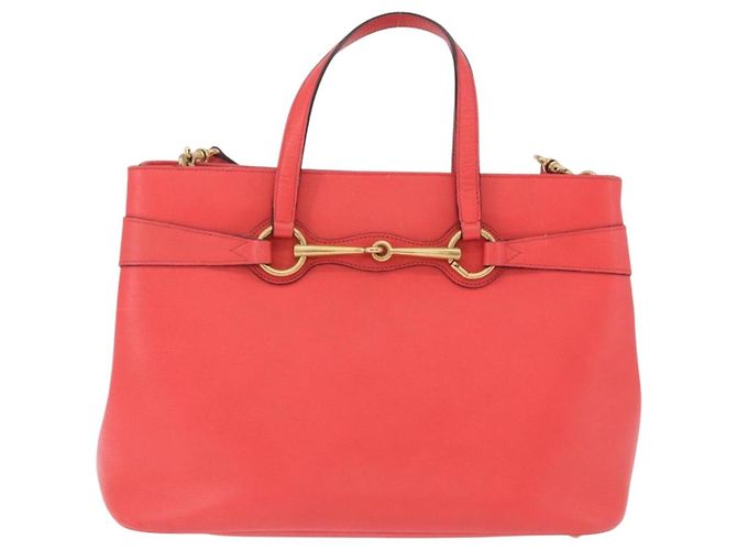 Borsa a mano GUCCI in pelle 2way Rosso Oro 319795 Auth 198375V D'oro - vista 13