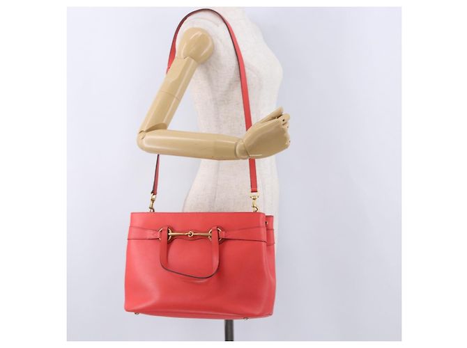 Borsa a mano GUCCI in pelle 2way Rosso Oro 319795 Auth 198375V D'oro - vista 28