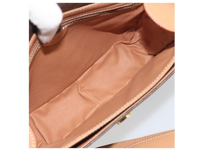 Céline Borsa a tracolla circolare CELINE Macadam Canvas PVC Pelle Marrone Oro Auth 197510A D'oro - vista 10