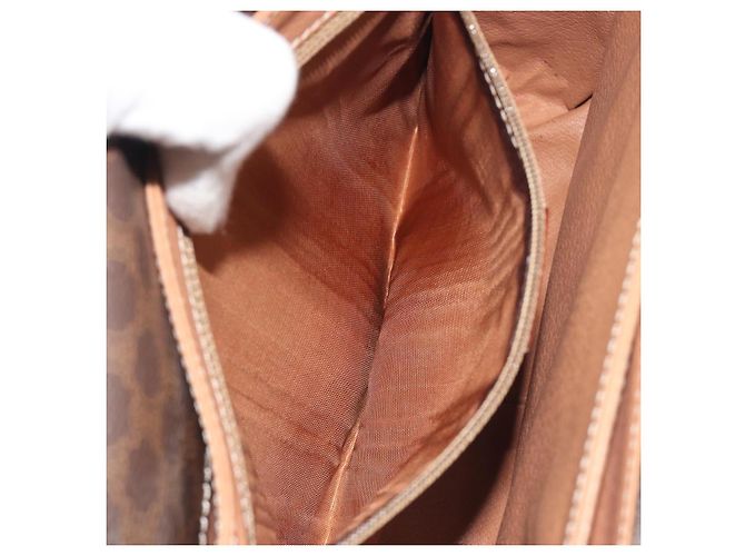 Céline Borsa a tracolla circolare CELINE Macadam Canvas PVC Pelle Marrone Oro Auth 197510A D'oro - vista 11