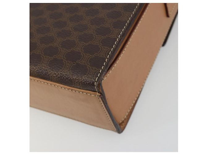 Céline Borsa a tracolla circolare CELINE Macadam Canvas PVC Pelle Marrone Oro Auth 197510A D'oro - vista 15