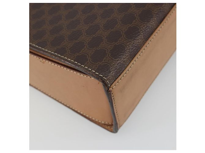 Céline Borsa a tracolla circolare CELINE Macadam Canvas PVC Pelle Marrone Oro Auth 197510A D'oro - vista 16
