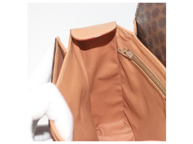 Céline Borsa a tracolla circolare CELINE Macadam Canvas PVC Pelle Marrone Oro Auth 197510A D'oro - vista 20