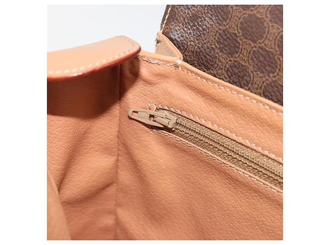 Céline Borsa a tracolla circolare CELINE Macadam Canvas PVC Pelle Marrone Oro Auth 197510A D'oro - vista 21