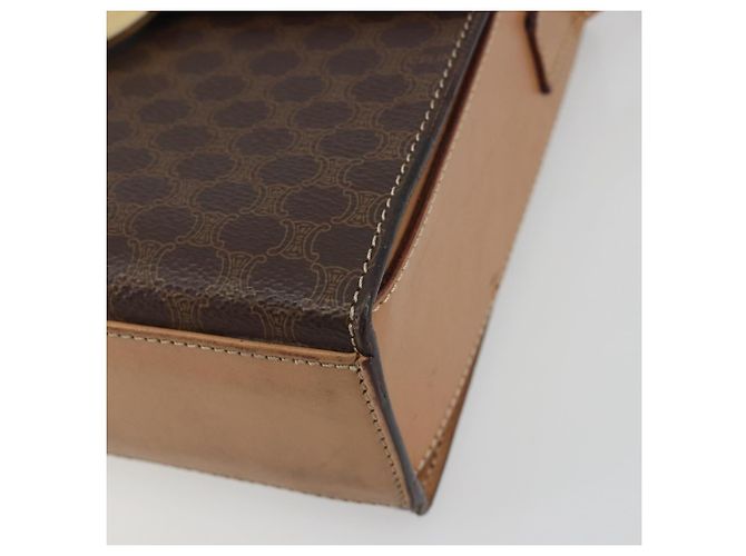 Céline Borsa a tracolla circolare CELINE Macadam Canvas PVC Pelle Marrone Oro Auth 197510A D'oro - vista 9