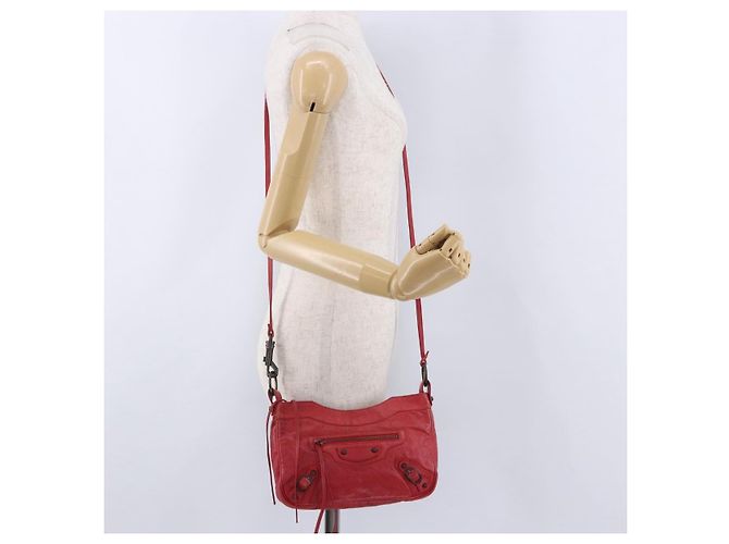 BALENCIAGA Borsa a tracolla The Hip in pelle rossa 242803 Auth 196657A Rosso - vista 24