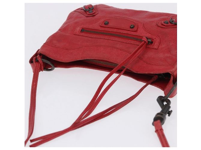 BALENCIAGA Borsa a tracolla The Hip in pelle rossa 242803 Auth 196657A Rosso - vista 6