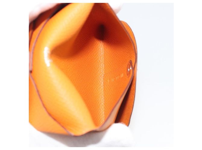 Hermès HERMES Bastia Terre Batue Münzbeutel Leder Orange Silber Auth 196674V - Ansicht 10