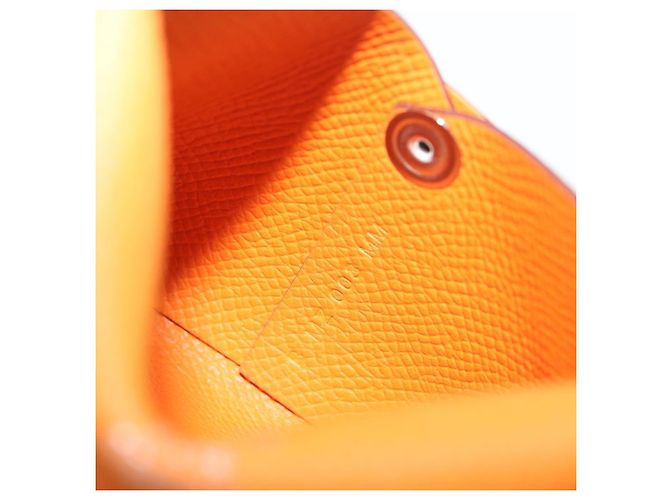 Hermès HERMES Bastia Terre Batue Münzbeutel Leder Orange Silber Auth 196674V - Ansicht 11