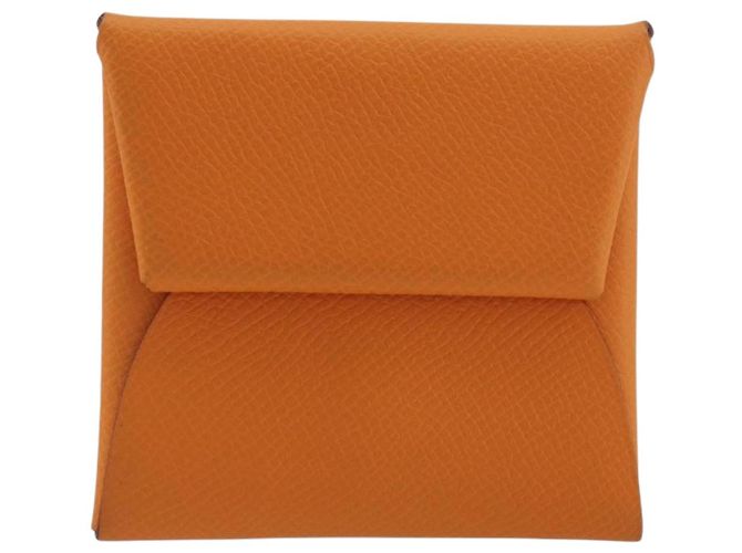 Hermès HERMES Bastia Terre Batue Münzbeutel Leder Orange Silber Auth 196674V - Ansicht 13