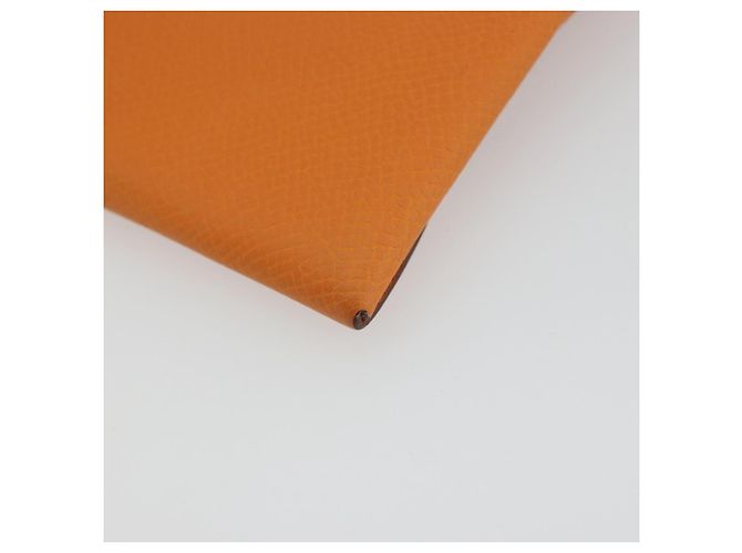 Hermès HERMES Bastia Terre Batue Münzbeutel Leder Orange Silber Auth 196674V - Ansicht 15