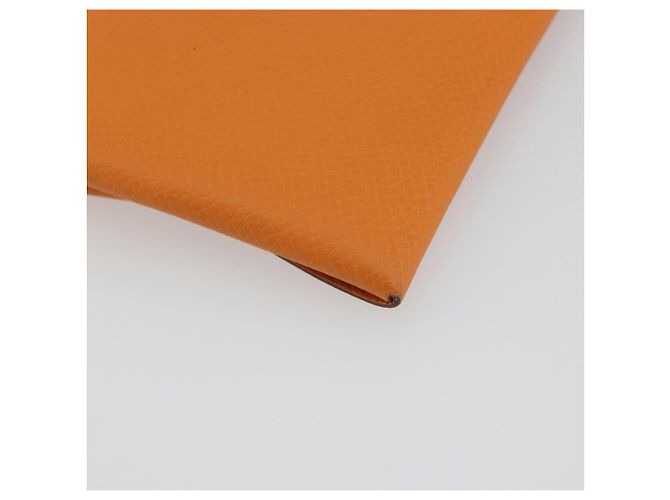 Hermès HERMES Bastia Terre Batue Münzbeutel Leder Orange Silber Auth 196674V - Ansicht 16