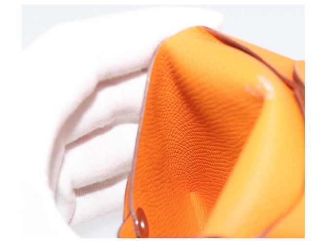 Hermès HERMES Bastia Terre Batue Münzbeutel Leder Orange Silber Auth 196674V - Ansicht 19