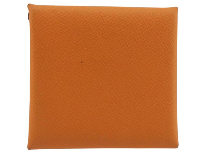 Hermès HERMES Bastia Terre Batue Münzbeutel Leder Orange Silber Auth 196674V - Ansicht 2