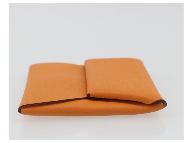 Hermès HERMES Bastia Terre Batue Münzbeutel Leder Orange Silber Auth 196674V - Ansicht 3